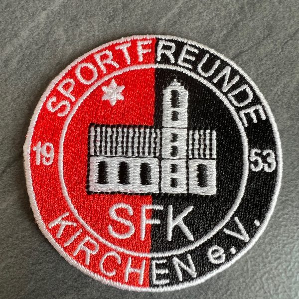 Sportfreunde Kirchen gesticktes Wappen mit gesticktem Rand zum aufbügeln